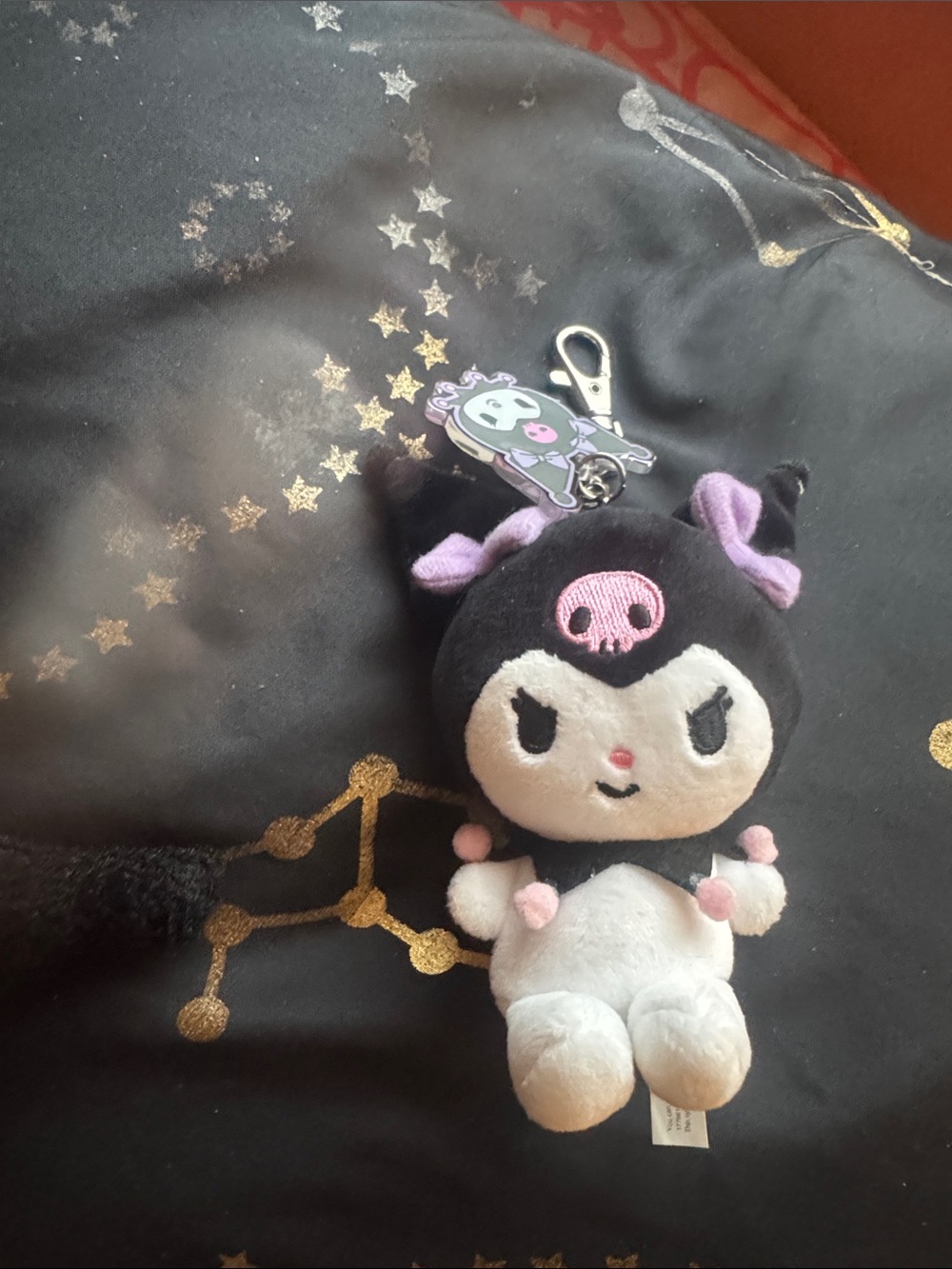 Sanrio Kuromi Plush Keychain - Black, White, Pink & Purple
